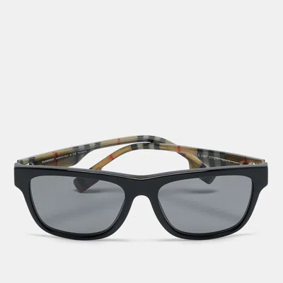 Pre-owned Burberry Black Polarized B 4293 Vintage Check Wayfarer Sunglasses