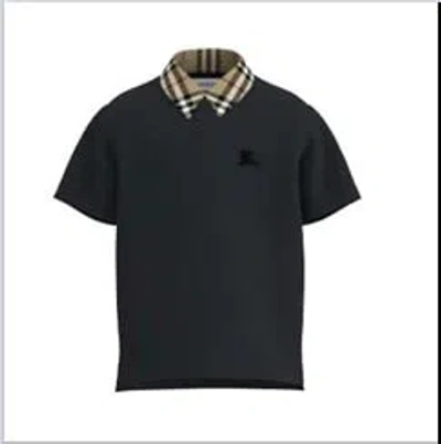 BURBERRY BLACK AND ARCHIVE BEIGE COTTON POLO SHIRT