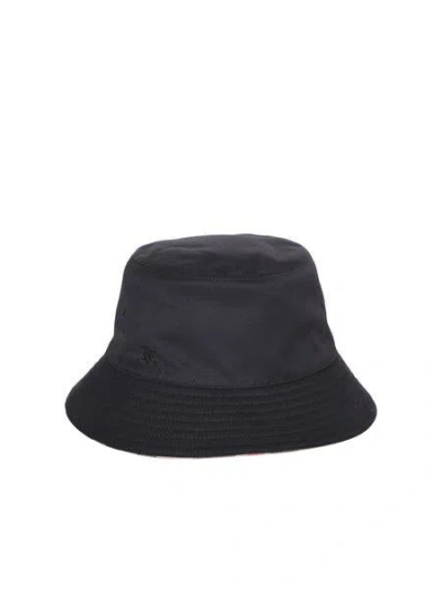 Burberry Black Polyester Blend Bucket Hat In Beige