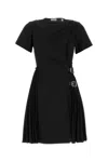 Burberry Ada Pleated Wrap Mini Dress In Black