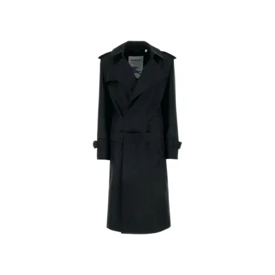 Burberry Blend Silk Trench Coat Women In Black