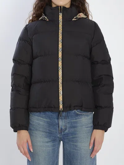 Burberry Black Polyester Down Jacket In Multi