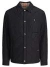 Burberry Quilted Black Coat With Classic Collar And Check Pattern Lining In Black