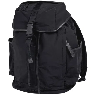 Pre-owned Burberry Black Polyester Leather Backpack ()
