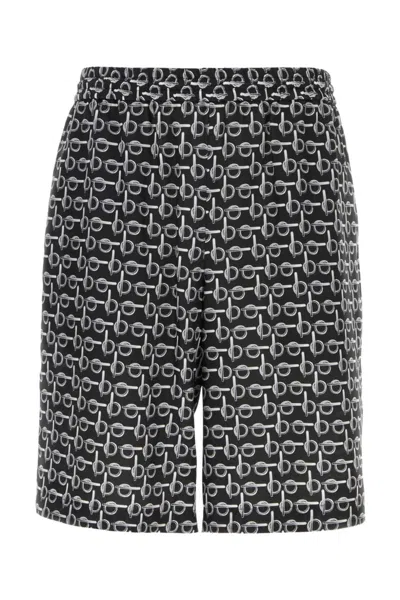 BURBERRY BLACK PRINTED BERMUDA SHORTS