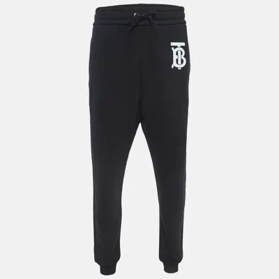 Pre-owned Burberry Black Printed Cotton Knit Joggers M