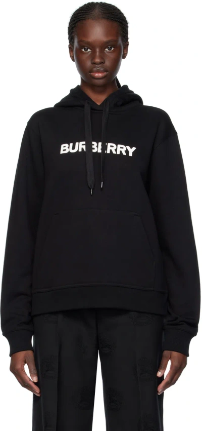 Burberry Logo Print Hoodie In Black