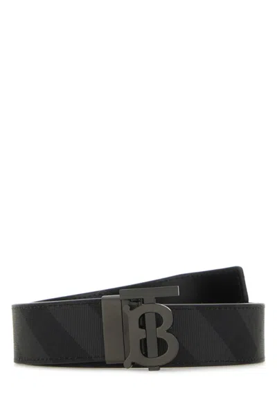 BURBERRY BLACK PRINTED REVERSIBLE TB BELT