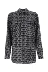 Burberry B Logo Silk Shirt In Black