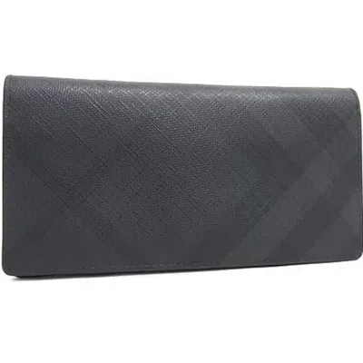 Pre-owned Burberry Black Pvc Long Wallet (bi-fold) ()