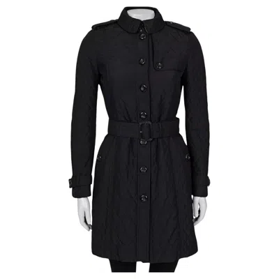 Pre-owned Burberry Black Quilted Belted Coat - Size Xs (it38)