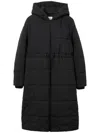 Burberry Quilted Hooded Coat In Black