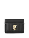 BURBERRY BLACK QUILTED LEATHER CARD CASE FOR WOMEN