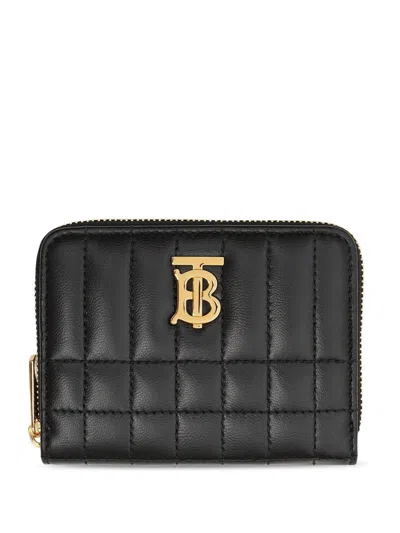 Burberry Black Quilted Leather Wallet For Women
