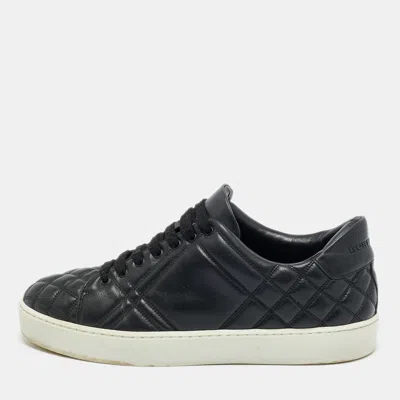 Pre-owned Burberry Black Quilted Leather Westford Lace-up Sneakers Size 38