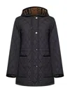 Burberry Black Quilted Nylon Hooded Parka In Black