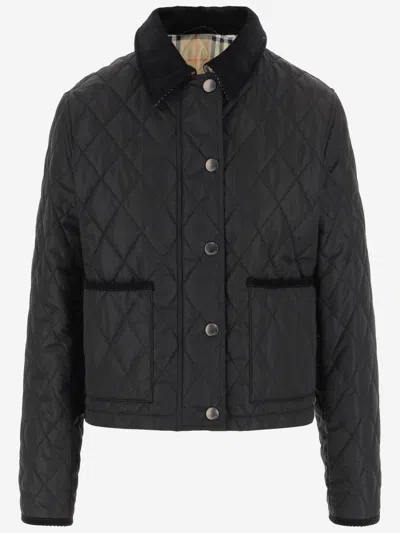 Burberry Quilted Black Jacket With Classic Collar