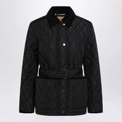 Burberry Black Quilted Nylon Jacket In Multi