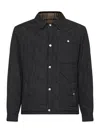 Burberry Quilted Black Coat With Classic Collar And Check Pattern Lining In Black
