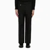 Burberry Suit Pants In Navy Blue Wool. Straight-leg Cut. Zippered Closure And Belt Clip. In Black