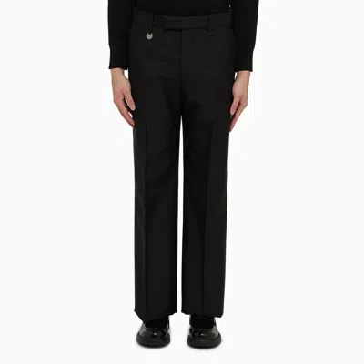 Burberry Black Regular Trousers In Wool And Silk Blend
