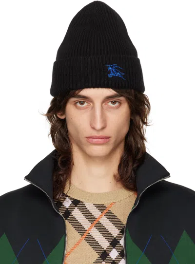 Burberry Black Ribbed Cashmere Beanie
