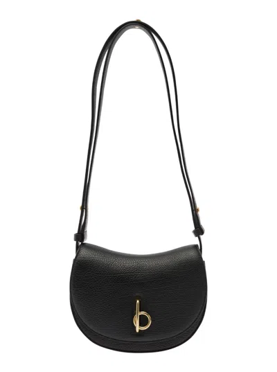 Burberry Rocking Horse Saddle Leather Shoulder Bag In Black