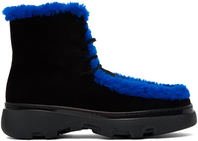 BURBERRY BLACK SHEARLING CREEPER BOOTS