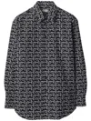 Burberry Long Sleeve Shirt With All-over Monogram Print In Black