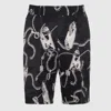 Burberry Chain Link-printed Knee-length Shorts In Silver/black