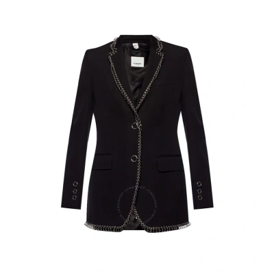 Burberry Black Sidon Ring-pierced Boxy Blazer