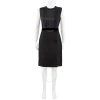 BURBERRY BURBERRY BLACK SILK AND WOOL PANEL DETAIL SHIFT DRESS