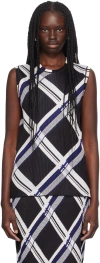 Burberry Black Silk Check Tank Top In Black Ip Chk