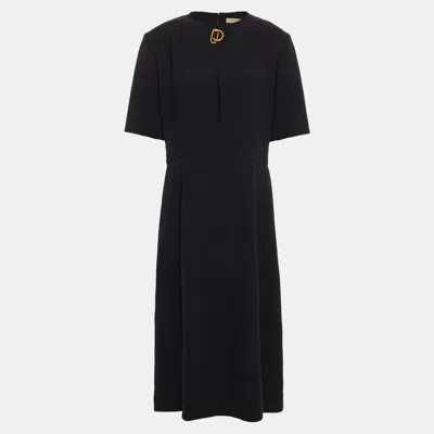 Pre-owned Burberry Black Silk Midi Dress Xs (uk 4)