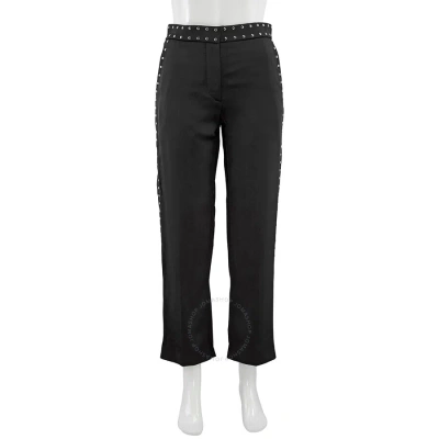 Burberry Black Silk Satin Studded Tailored Trousers