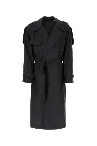 Burberry Long Trench Coat In Black