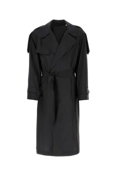 BURBERRY BLACK SILK TRENCH COAT