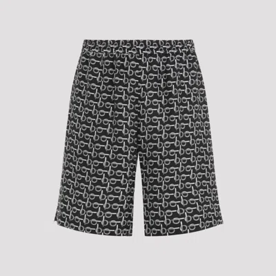 BURBERRY BLACK SILVER AND BLACK SILK SHORTS
