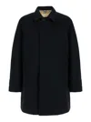 Burberry Black Single-breasted Trench Coat With Concealed Closure In Gabardine Man In Black