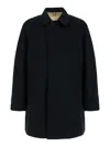 Burberry Black Single-breasted Trench Coat With Concealed Closure In Gabardine Man In Black