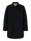 Burberry Black Single-breasted Trench Coat With Concealed Closure In Gabardine Man In Black