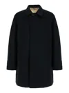 Burberry Black Single-breasted Trench Coat With Concealed Closure In Gabardine Man In Multicolor