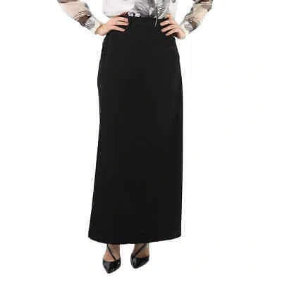 Pre-owned Burberry Black Skirt Panel Wool Wide Leg Trousers