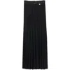 Burberry Bar Pleated Maxi Skirt With Belt In Black