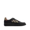 Burberry Indigo Blue Leather And Check Sneaker Terrace