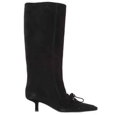 Pre-owned Burberry Black Storm 50mm Suede Boots