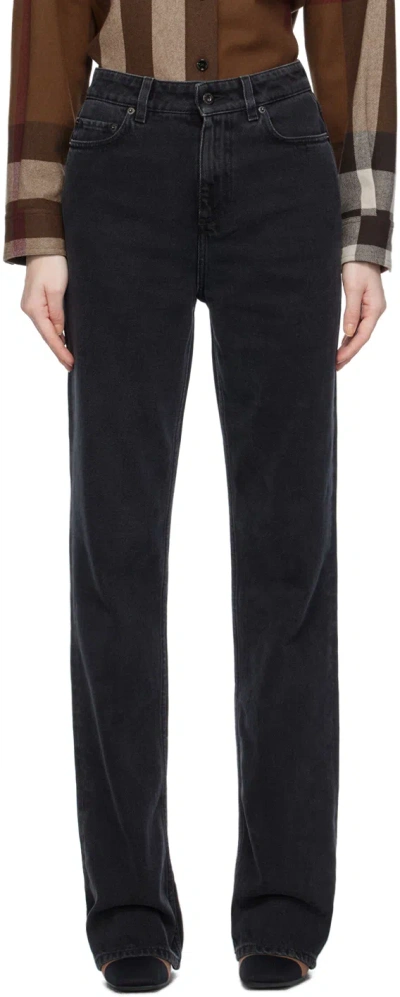 Burberry Black Straight Fit Jeans In Charcoal