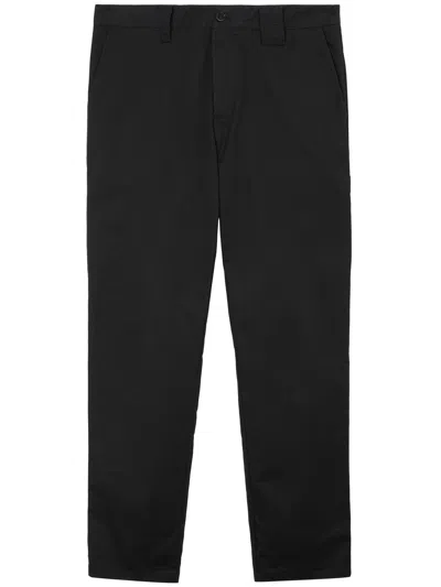 BURBERRY BURBERRY BLACK STRAIGHT-LEG COTTON TROUSERS