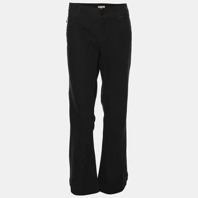 Pre-owned Burberry Black Stretch Cotton Blend Flared Pants L
