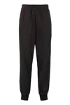 BURBERRY BLACK STRETCH COTTON TRACK PANTS WITH CONTRASTING SIDE STRIPES FOR WOMEN